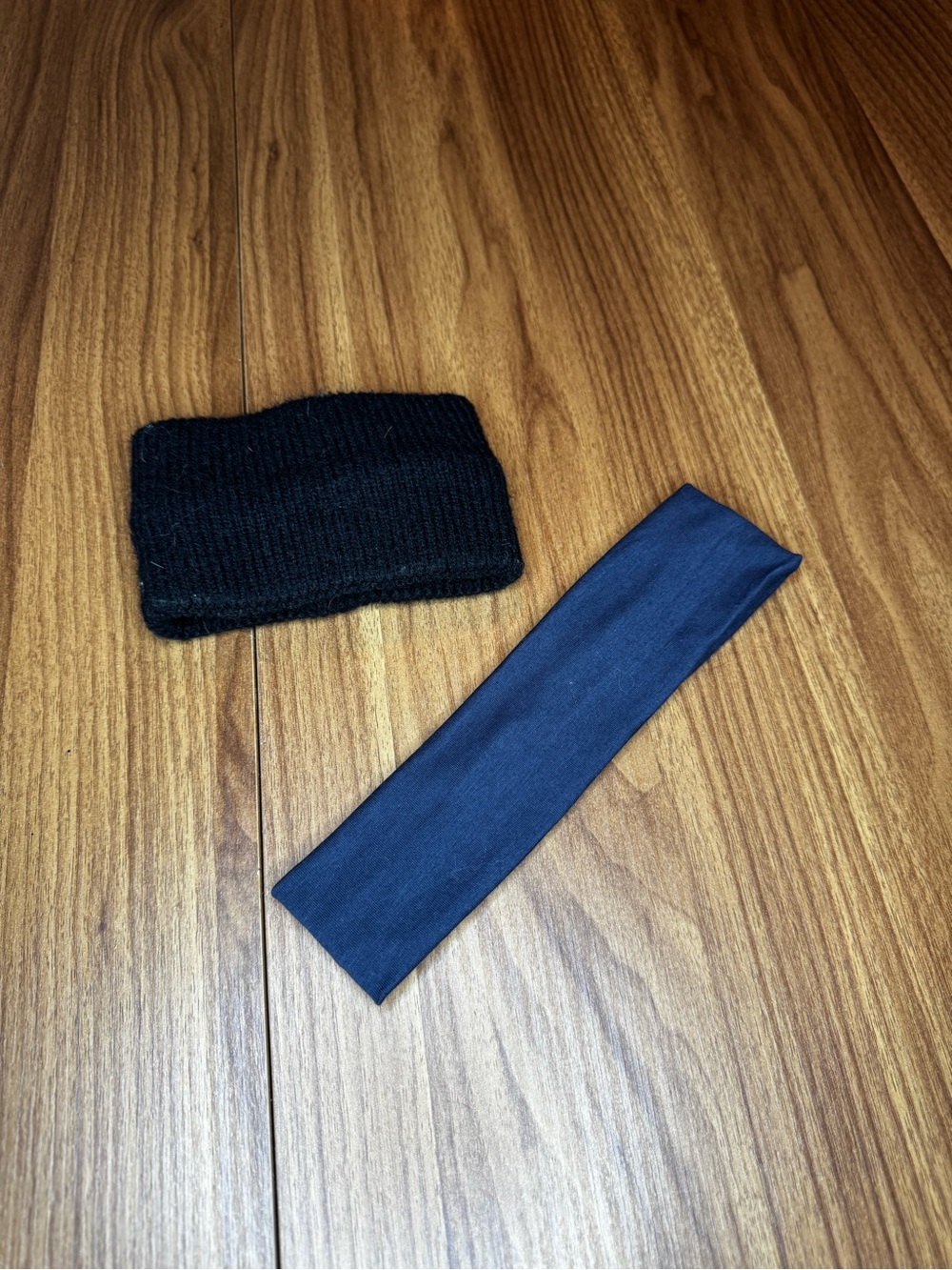 Black Knit Headband with Navy Stretch Band Set